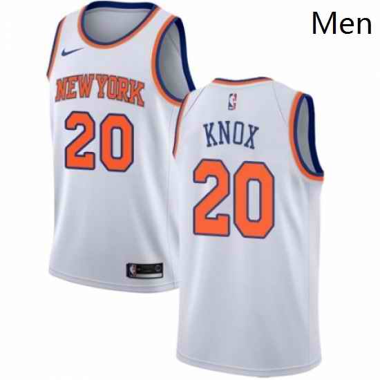 Mens Nike New York Knicks 20 Kevin Knox Swingman White NBA Jersey Association Edition